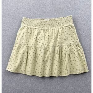 BP Nordstrom Skirt M Green Disty Floral Tiered Cotton Fairy Soft Grunge Boho
